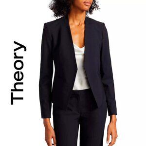 Theory Lanai Blazer in Black Admiral Crepe Open Front Collarless